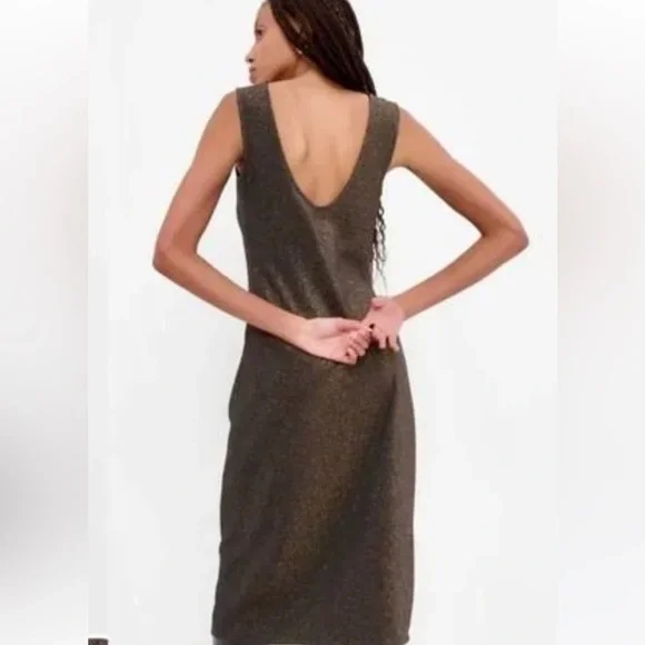 Gap Dress NWT low back metallic midi dress size S - Picture 4 of 9
